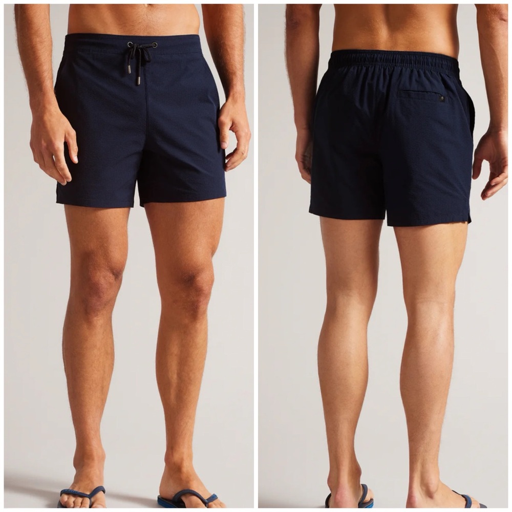 Ted Baker Blue COLNE Textured Swim Trunks [T66]